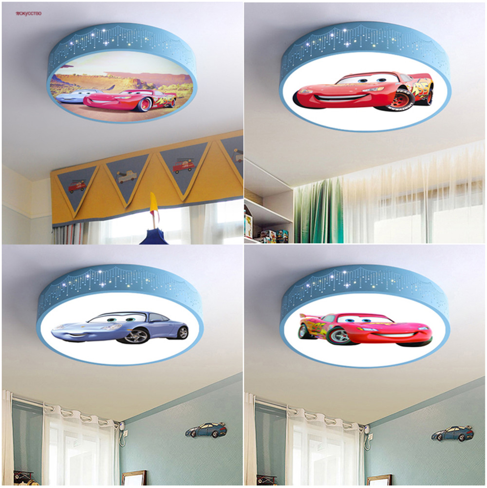 Baby Nursery Light Fixture - Karikatür Araba Yuvarlak Led Tavan Lambası