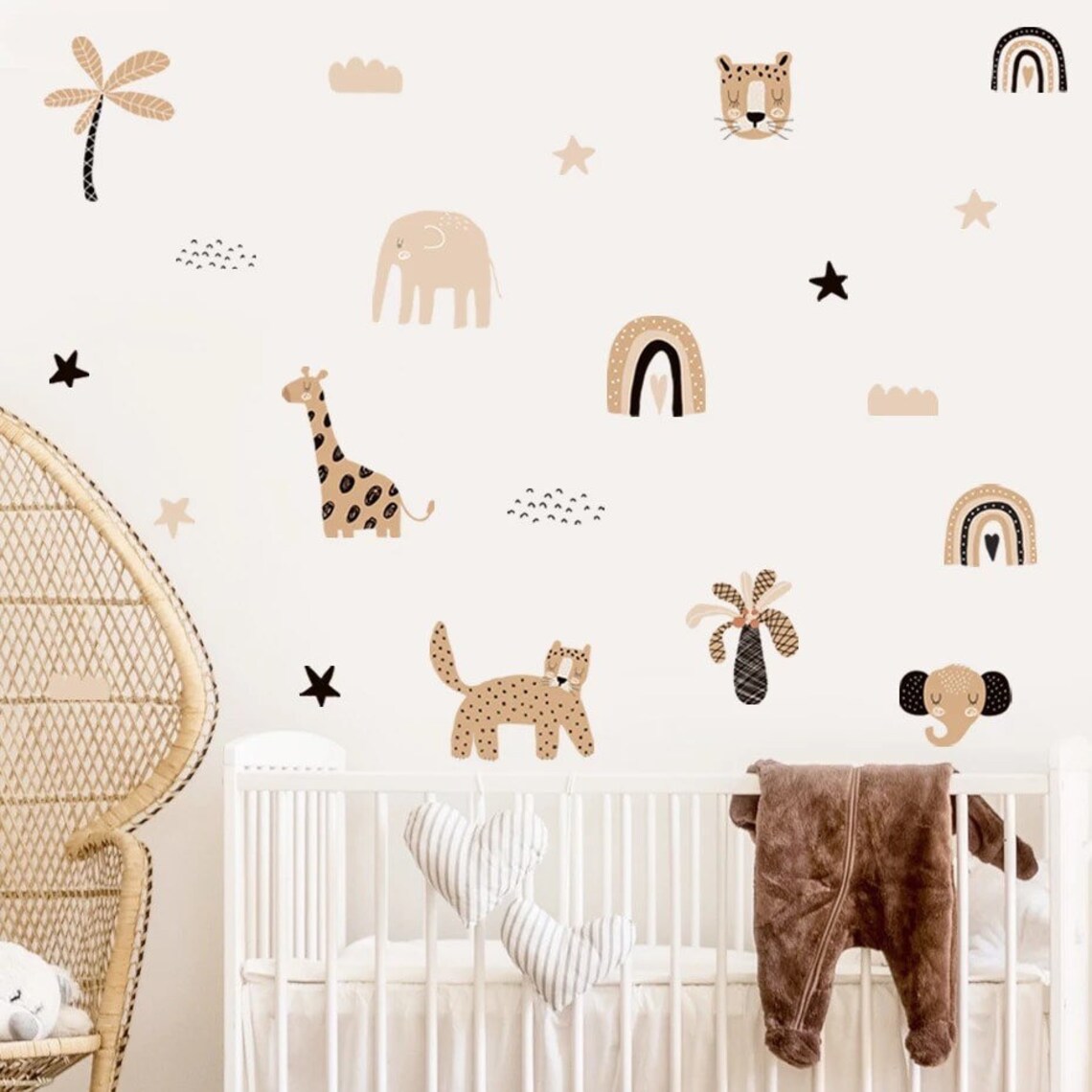 Baby Nursery Decor Girl - Boho Karikatür Gökkuşağı Yıldız Sevimli Hayvan
