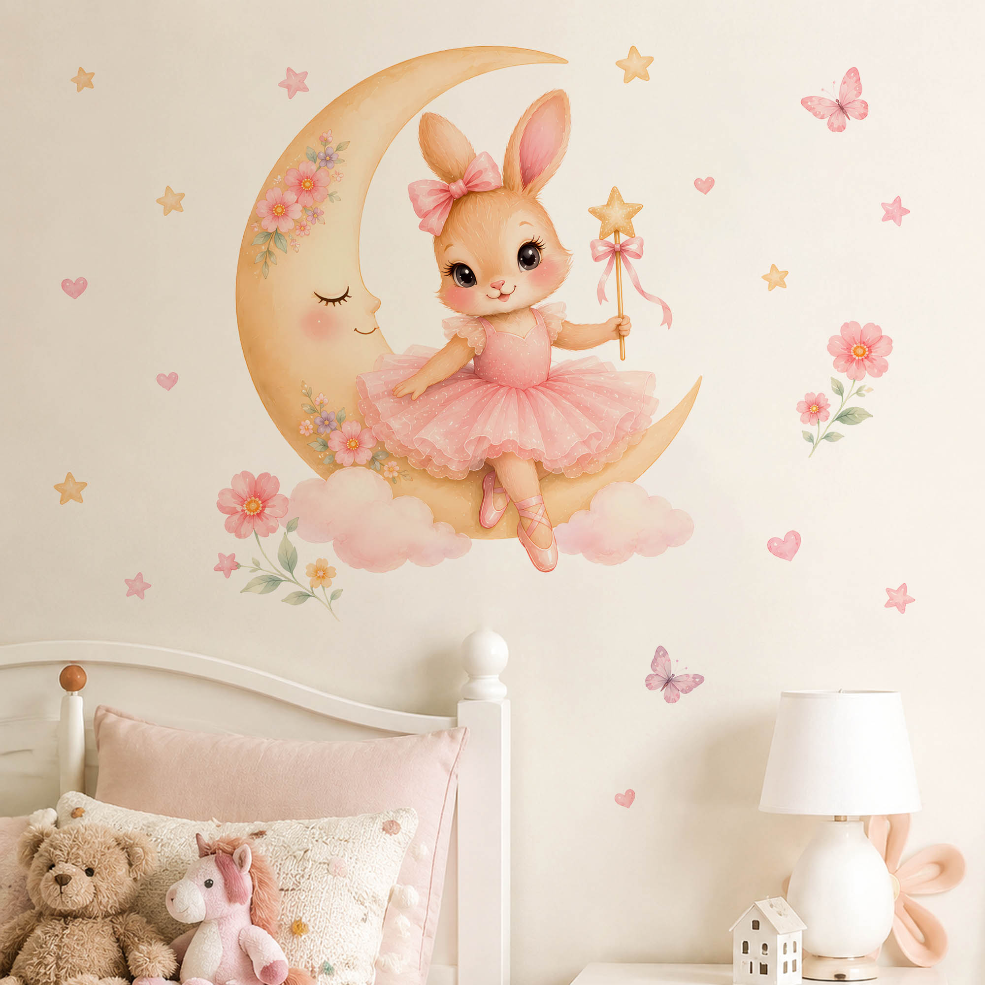 Suluboya Balerin Tavşanlı Ay D - Baby Girl Nursery Quotes incelemesi ve fiyatı